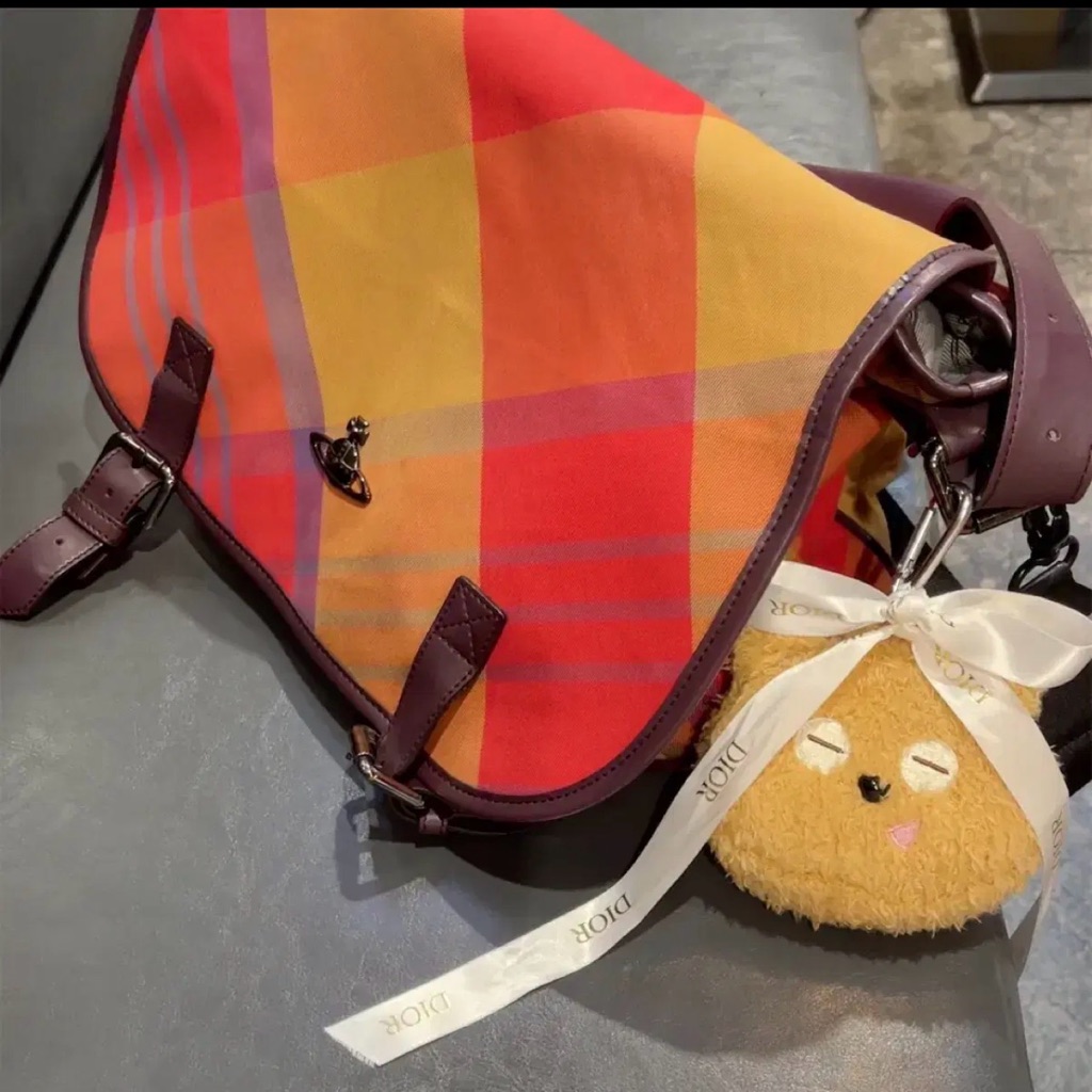 Vivienne Westwood Red And Yellow Plaid Bag Messenger Bag Purse